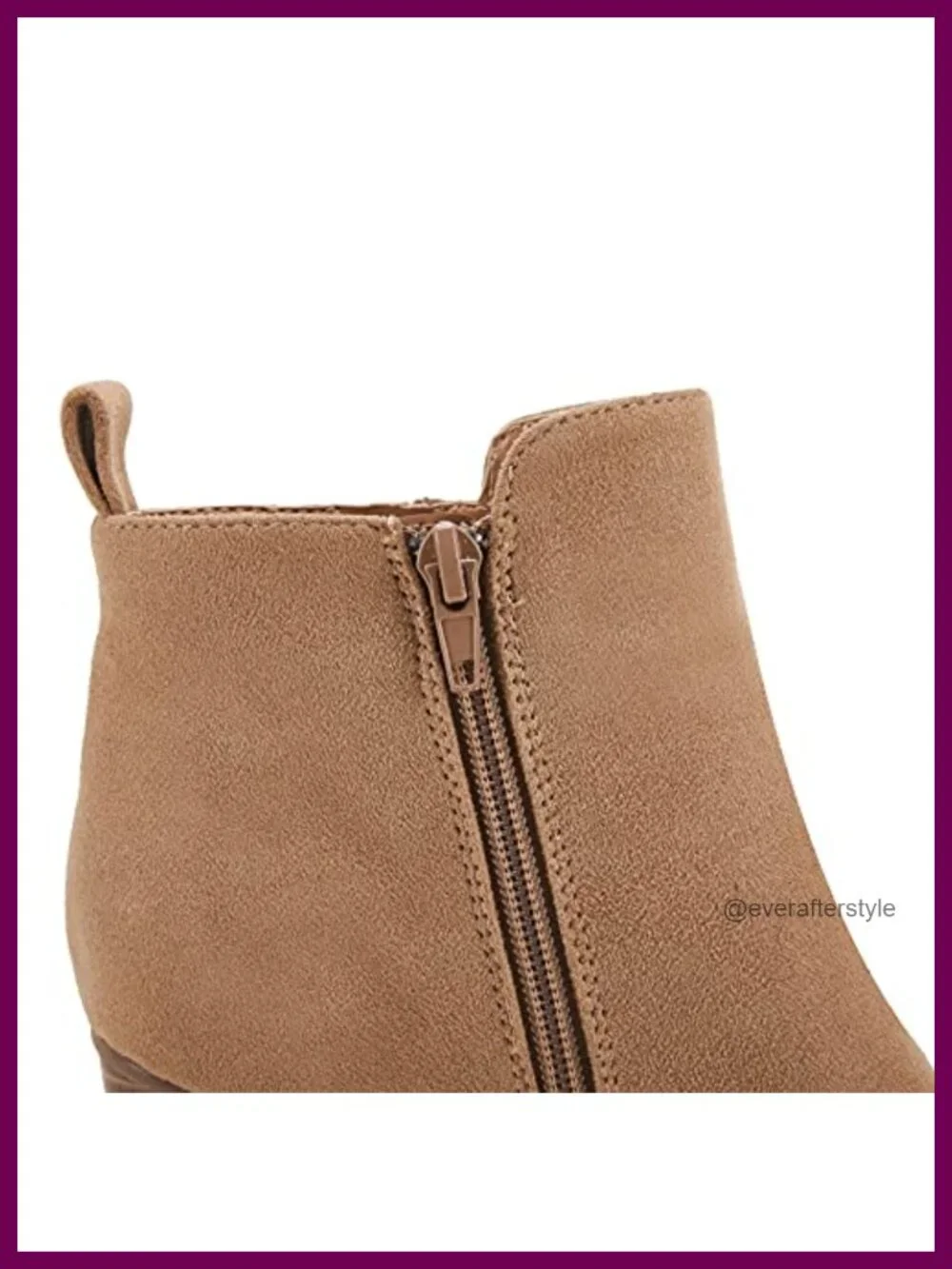 Chunky Block Heel Side Zipper Pointed Toe Suede Ankle Booties